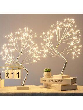 2Pk LED Fairy Light Bonsai Trees 108 Warm White Lights Christmas Indoor Decor